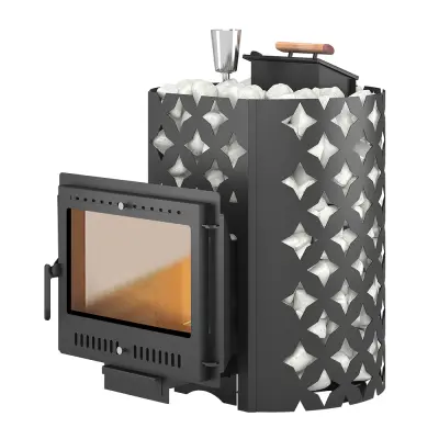 Фото Чугунная печь для бани ЭТНА Стандарт 24 (Панорама) "М" Закрытая каменка в магазине Woodson