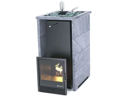 Фото Печь «Геленджик» в трехстороннем кожухе с открытым верхом Талькохлорит в магазине Woodson Фото Печь «Геленджик» в трехстороннем кожухе с открытым верхом Талькохлорит в магазине Woodson