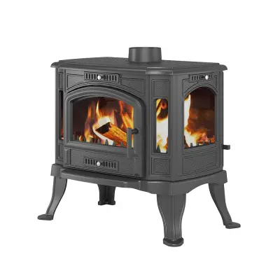 Фото Печь-камин Везувий KZ-14РS "Антрацит"  в магазине Woodson Фото Печь-камин Везувий KZ-14РS "Антрацит"  в магазине Woodson