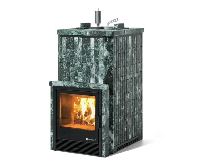 Фото Печь Изистим Южная 22 закрытый верх с топкой из парной - Камень Змеевик в магазине Woodson Фото Печь Изистим Южная 22 закрытый верх с топкой из парной - Камень Змеевик в магазине Woodson