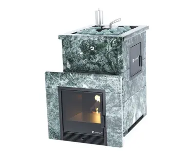 Фото Печь для русской бани Анапа М2 в трёхстороннем кожухе (змеевик) с открытым верхом в магазине Woodson Фото Печь для русской бани Анапа М2 в трёхстороннем кожухе (змеевик) с открытым верхом в магазине Woodson