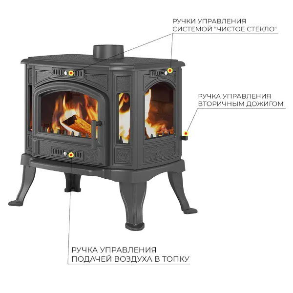 Фото Печь-камин Везувий KZ-14РS "Антрацит"  в магазине Woodson Фото Печь-камин Везувий KZ-14РS "Антрацит"  в магазине Woodson