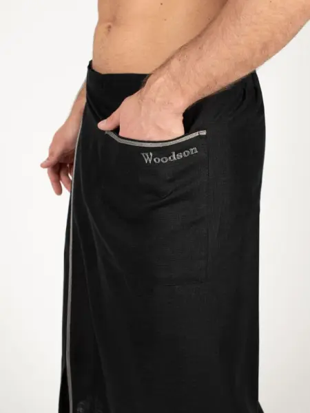 Килт мужской Woodson, чёрный лён с серой полосой (50-52)