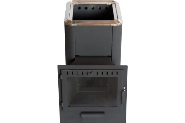 Фото Печь банная чугунная "Сибирь-20". Панорамная дверца (Конвекционная) в магазине Woodson Фото Печь банная чугунная "Сибирь-20". Панорамная дверца (Конвекционная) в магазине Woodson