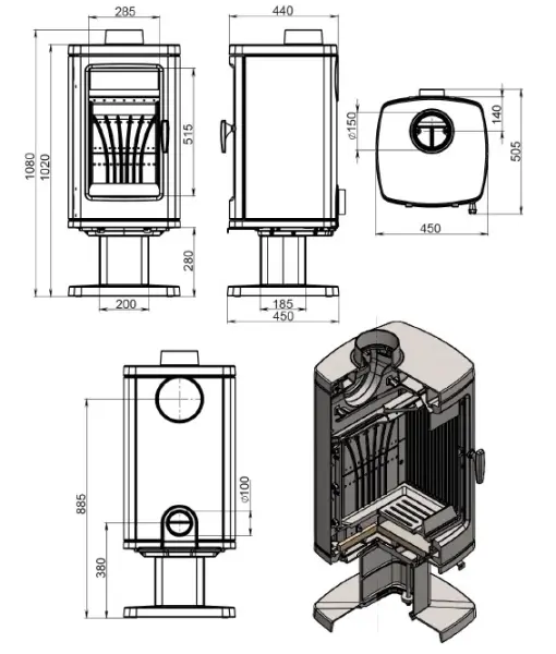 Фото Печь-камин EVEREST H12 в магазине Woodson Фото Печь-камин EVEREST H12 в магазине Woodson