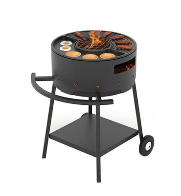 Мангал Везувий "Дачник" с чугунной плитой Гурман Ø450мм на подставке