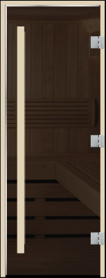 Дверь Статус 60G Серая Matelux 1900*700 (3п,8мм) L, без порога, с вертикальной ручкой