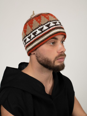 Шапка вязаная для бани Woodson Viking, орнамент, без косичек (коричневый)