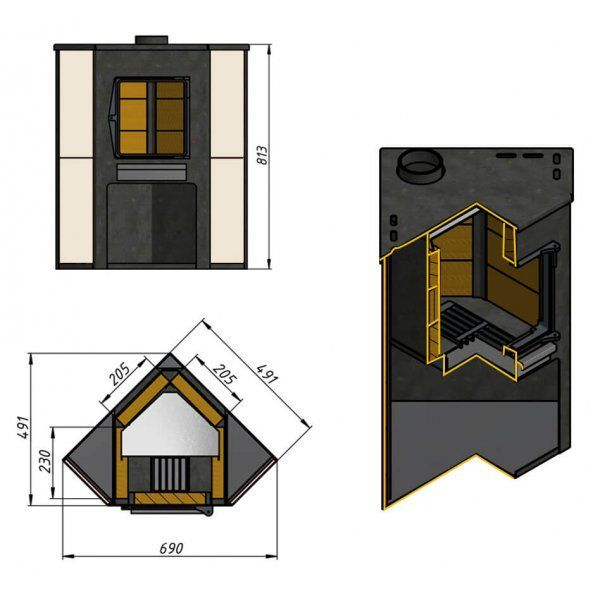 Фото Камин ЭТНА (ДТ-4С) угловой Ø115мм в магазине Woodson Фото Камин ЭТНА (ДТ-4С) угловой Ø115мм в магазине Woodson