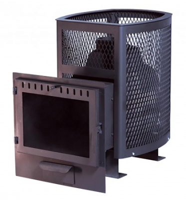 Фото Печь банная чугунная "Сибирь-20". Панорамная дверца (Сетка) в магазине Woodson Фото Печь банная чугунная "Сибирь-20". Панорамная дверца (Сетка) в магазине Woodson