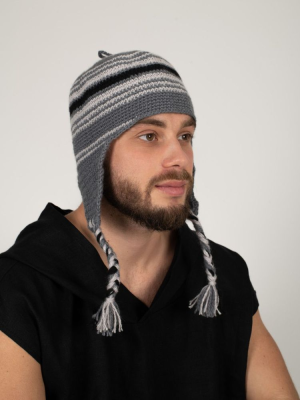 Шапка вязаная для бани Woodson Viking, серая, 2 косички