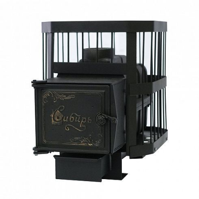 Фото Печь банная чугунная "Сибирь-15". Чугунная дверца с ВТК (Сетка) в магазине Woodson Фото Печь банная чугунная "Сибирь-15". Чугунная дверца с ВТК (Сетка) в магазине Woodson