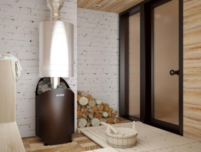 Фото Дровяная банная печь Grill'D Aurora 180 Long (дверца со стеклом) в магазине Woodson