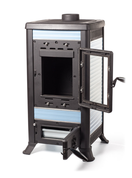 Фото Печь чугунная KLEMENS I голубой в магазине Woodson Фото Печь чугунная KLEMENS I голубой в магазине Woodson