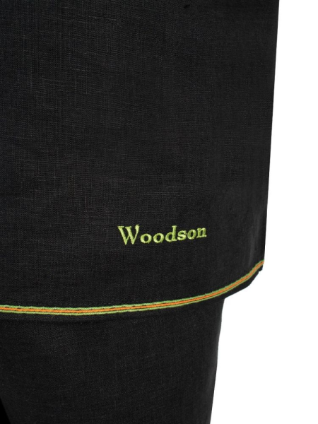 Комплект банщика #1 Woodson, чёрный лён c цветной полосой (50-52) Комплект банщика #1 Woodson, чёрный лён c цветной полосой (50-52)
