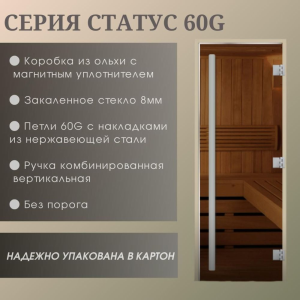 Дверь Статус 60G Белая Matelux 1900*700 (3п,8мм) L, без порога с вертикальной ручкой  Дверь Статус 60G Белая Matelux 1900*700 (3п,8мм) L, без порога с вертикальной ручкой