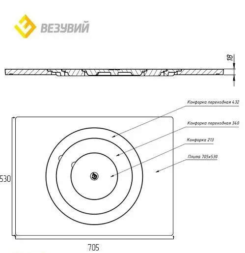 Плита Усиленная под казан ПК-430 (530х705)