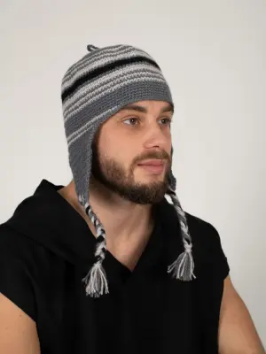 Шапка вязаная для бани Woodson Viking, серая, 2 косички