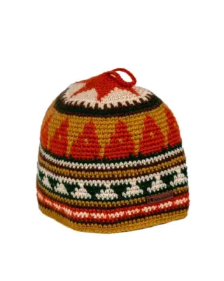 Шапка вязаная для бани Woodson Викинг, орнамент, без косичек, оранжевый